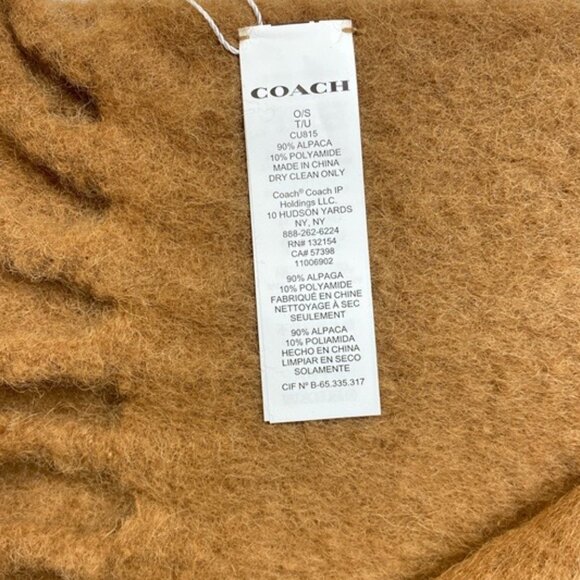 Coach CU815 Muffler with Rubber Patch in Light Saddle, Alpaca+Polyamide - Picture 2 of 5